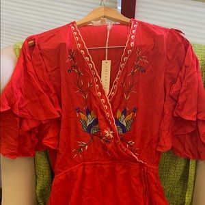 Red, long Maxi dress